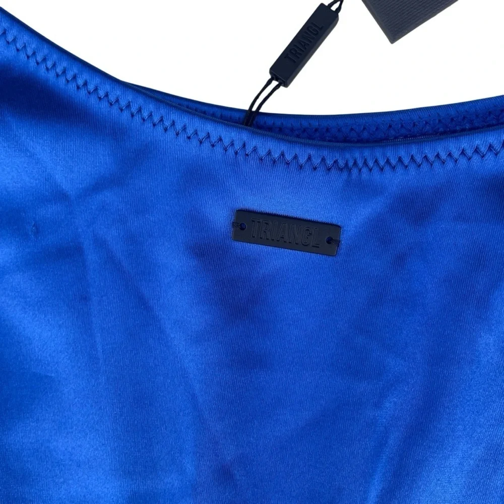 Triangl Swimwear bikini bottoms high leg blue women’s large NWT Cheeky
